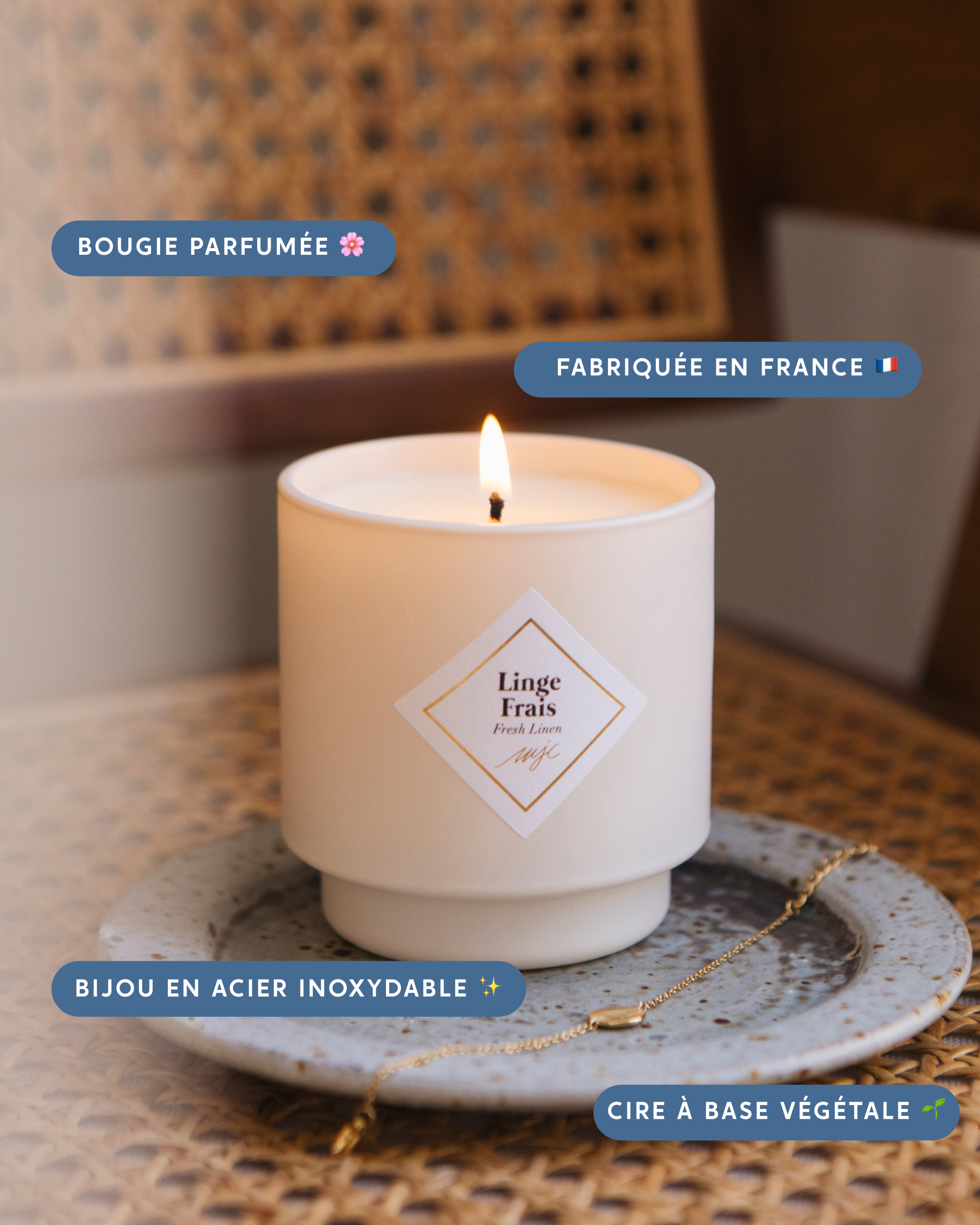 Bougie bijou Linge Frais