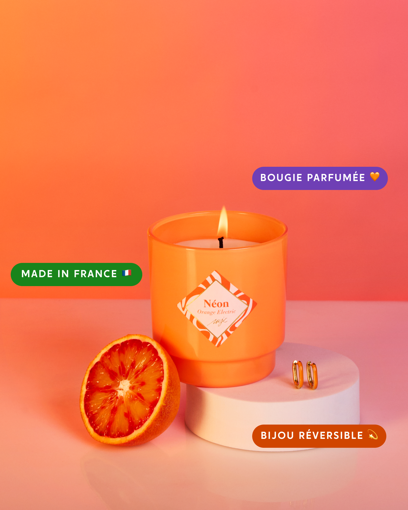 Bougie bijou boucle d'oreille Néon