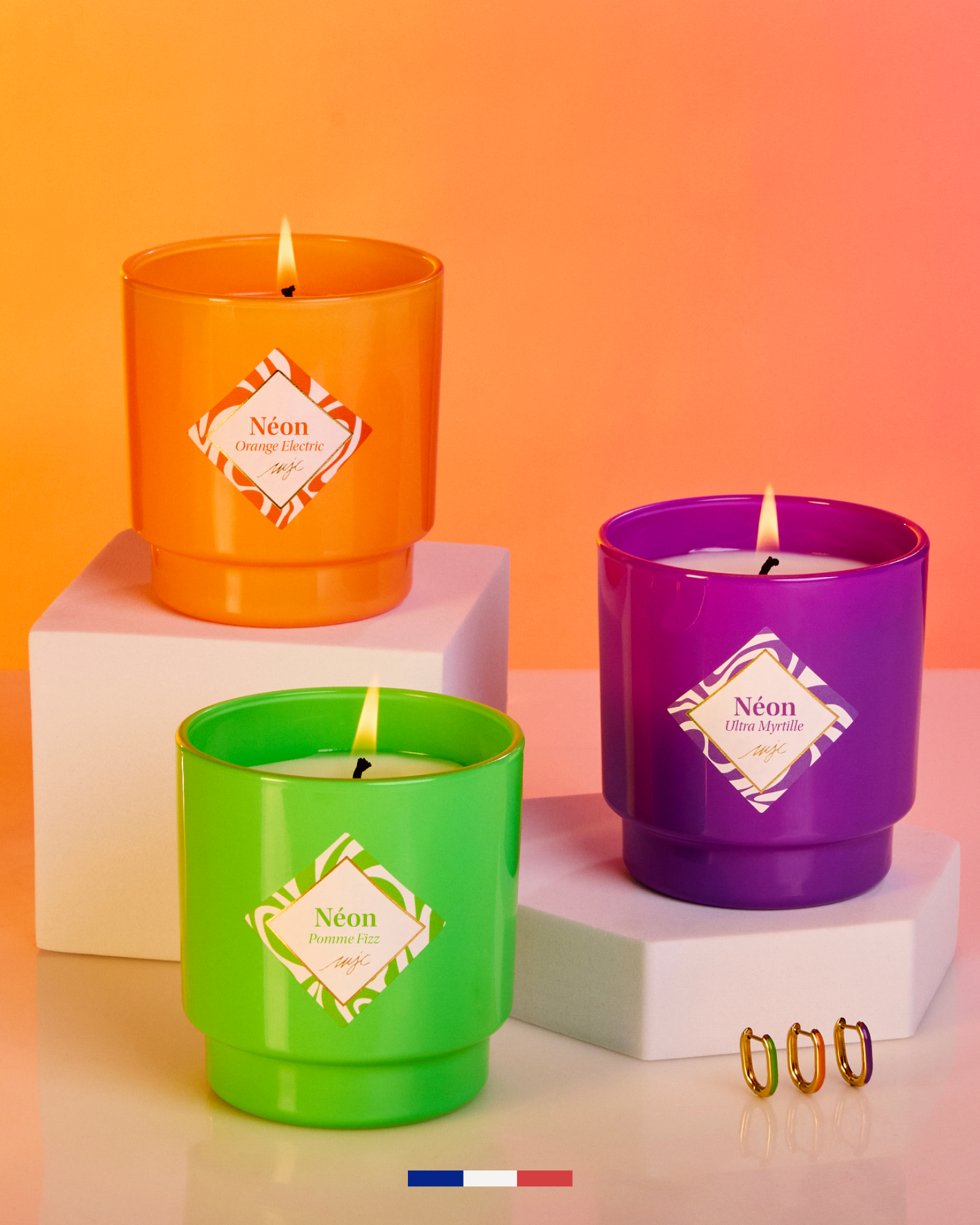 Bougie bijou boucle d'oreille Néon