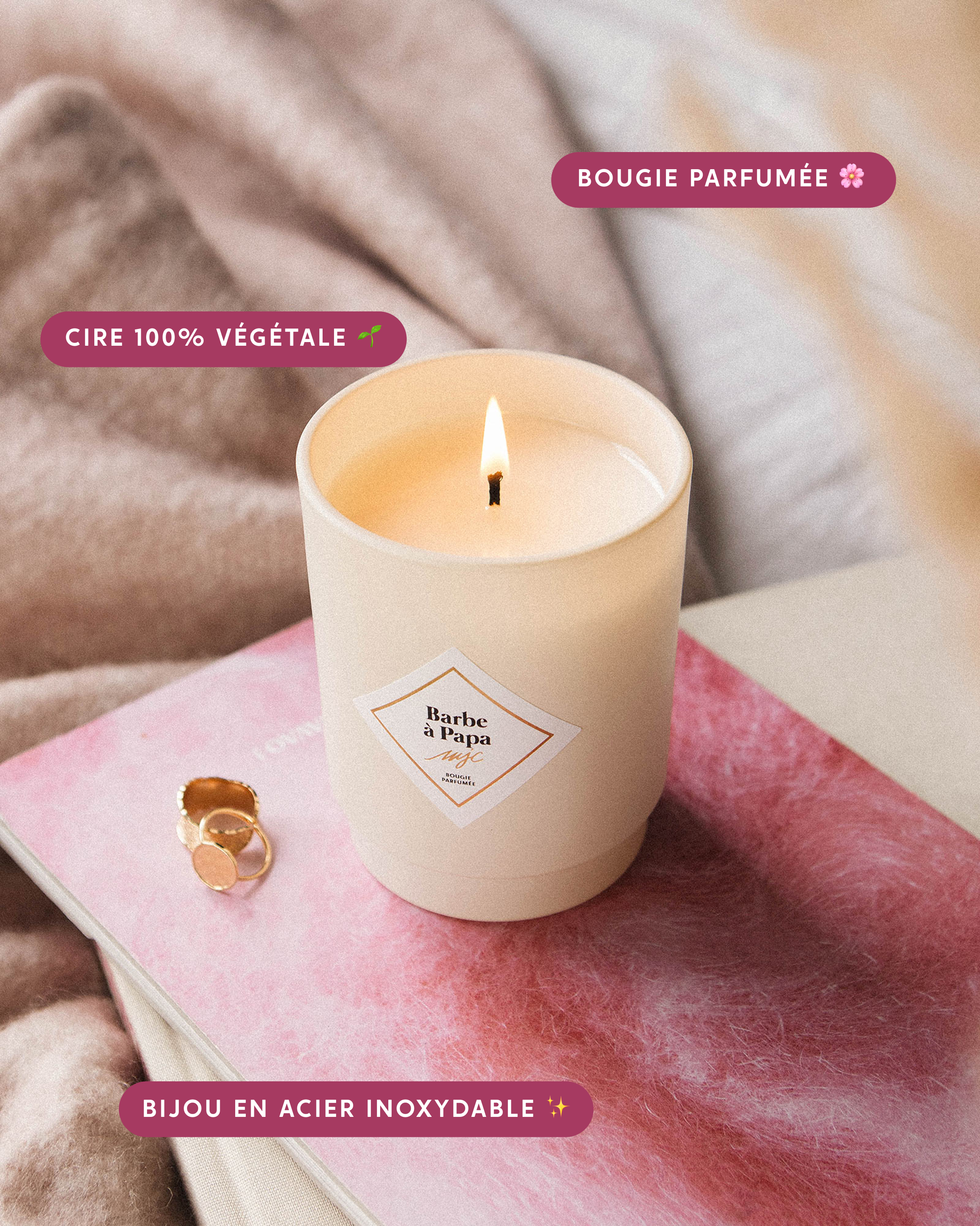 Bougie bijou Barbe à Papa