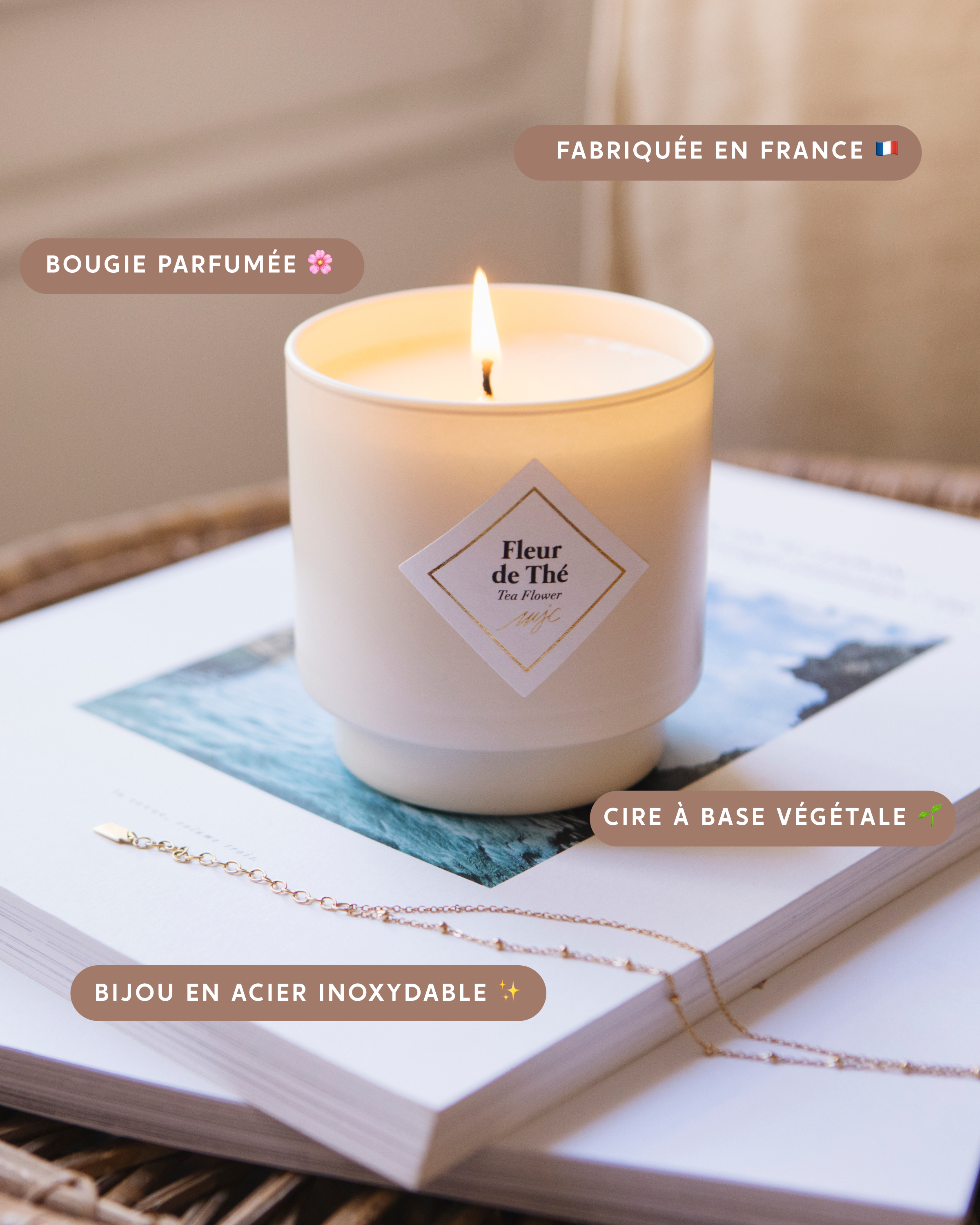 Bougie bijou surprise Fleur de Thé