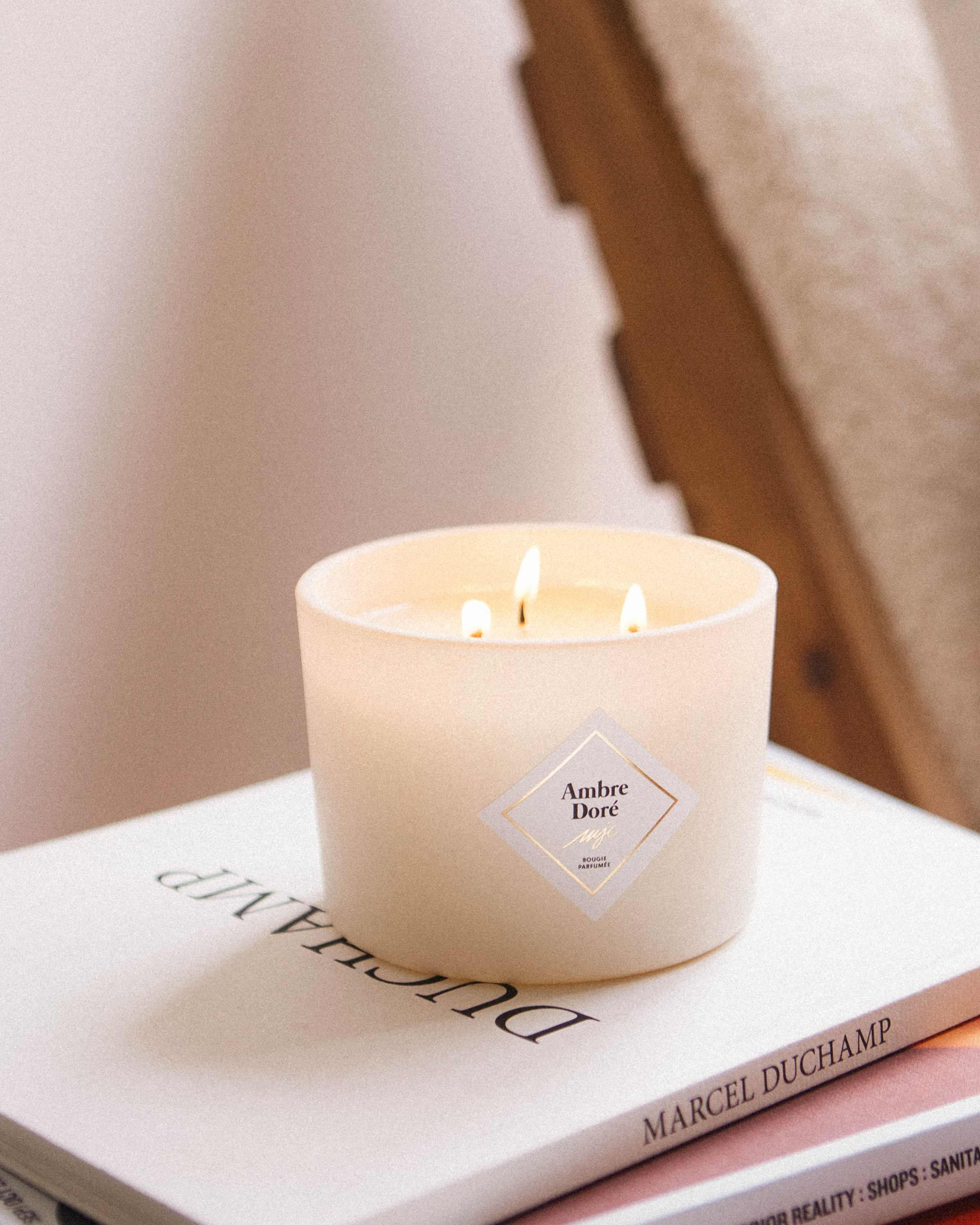 Trio bougies Ambre Doré