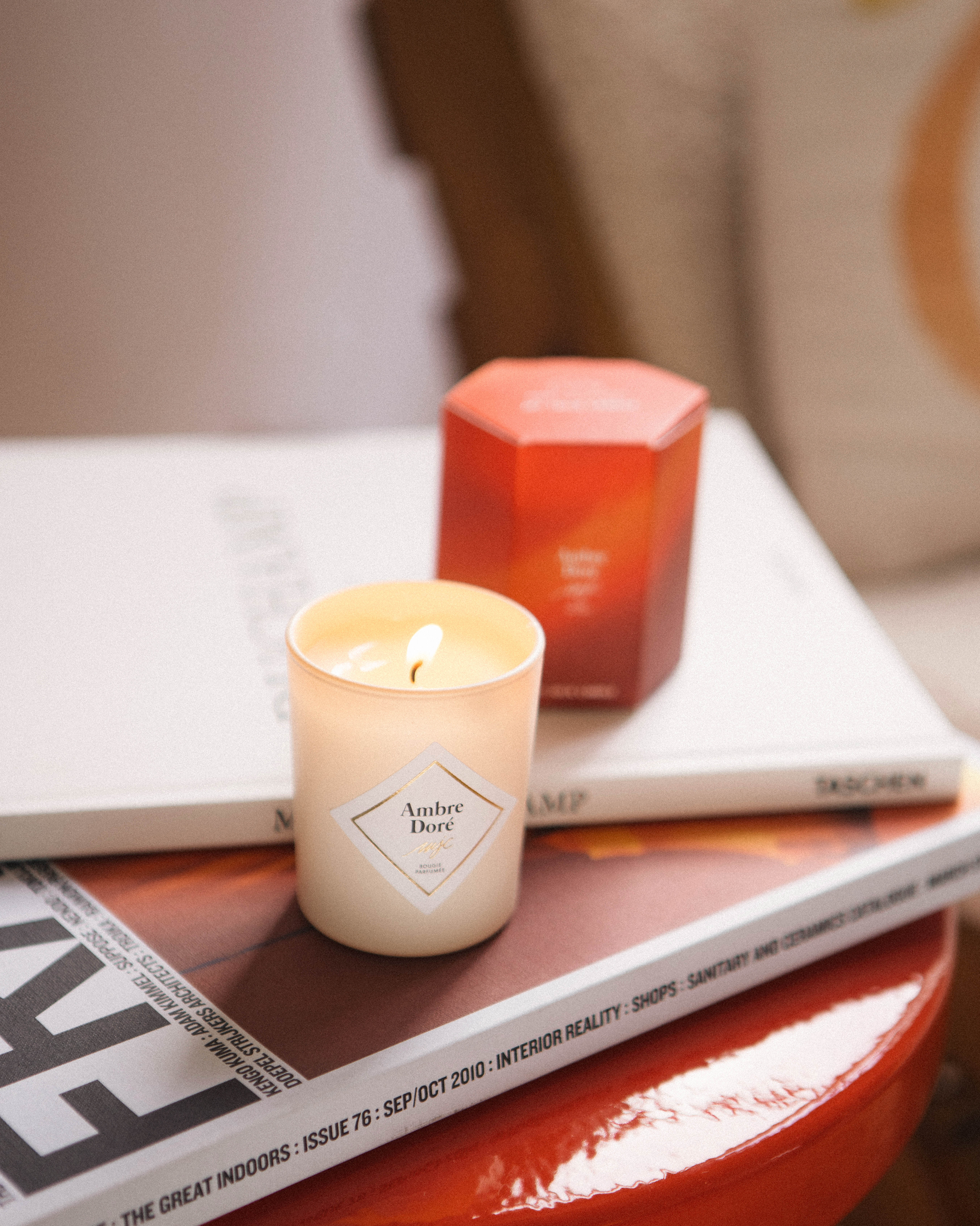 Trio bougies Ambre Doré