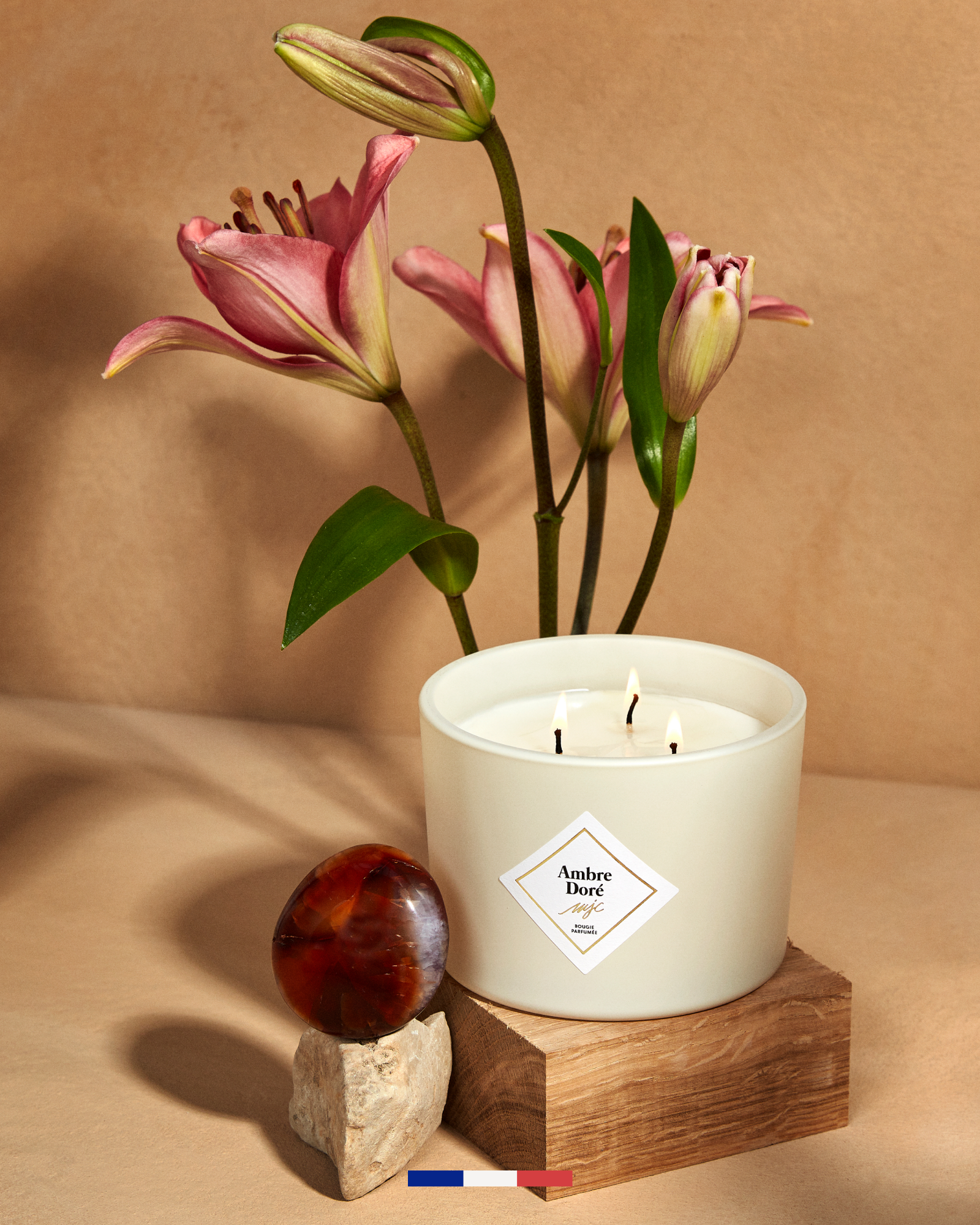 Grande bougie Ambre Doré