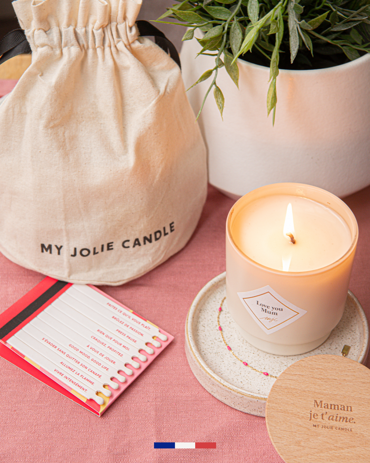 Bougie bijou "Love You Mum" et accessoires
