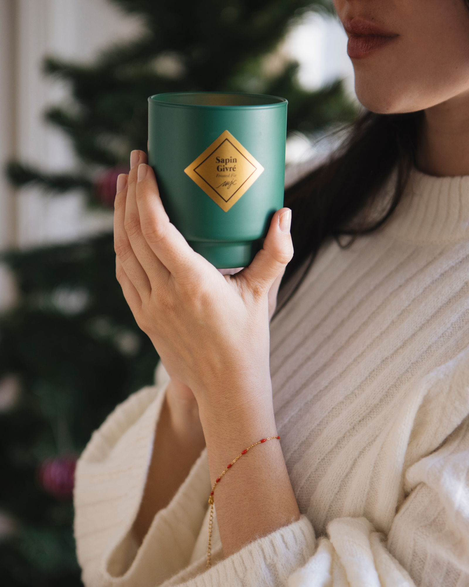 Bougie bijou bracelet Sapin Givré