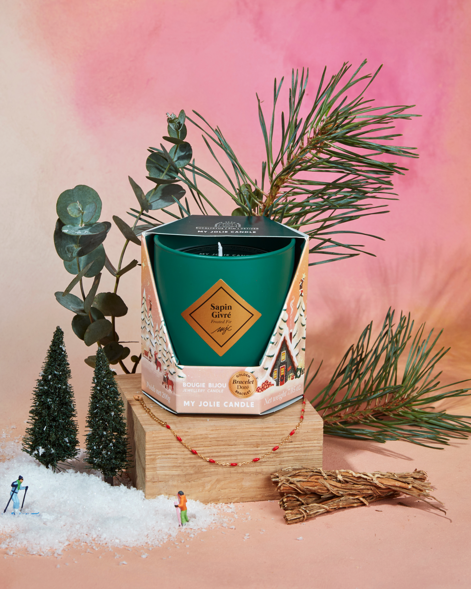 Bougie bijou bracelet Sapin Givré