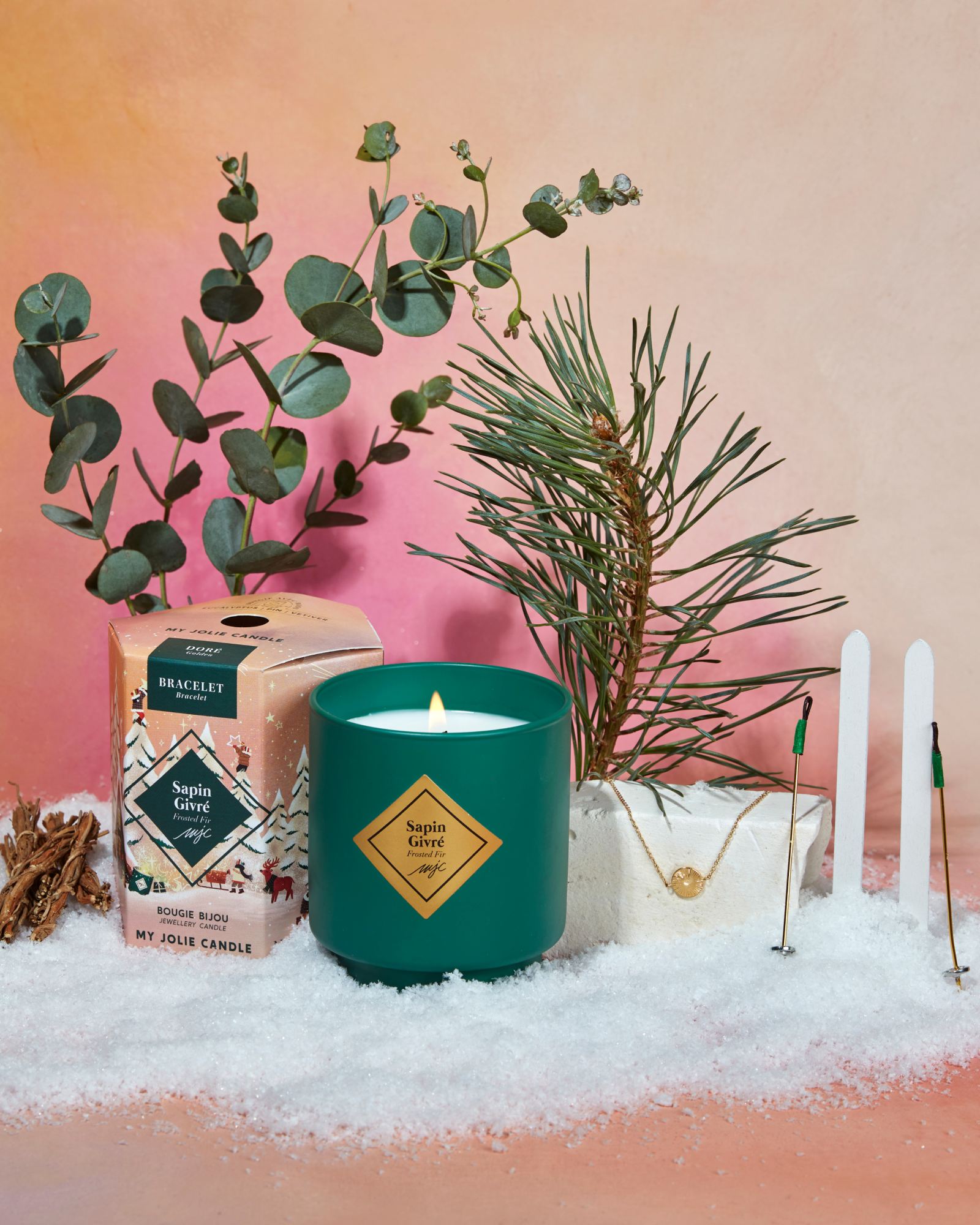 Bougie bijou bracelet surprise Sapin Givré