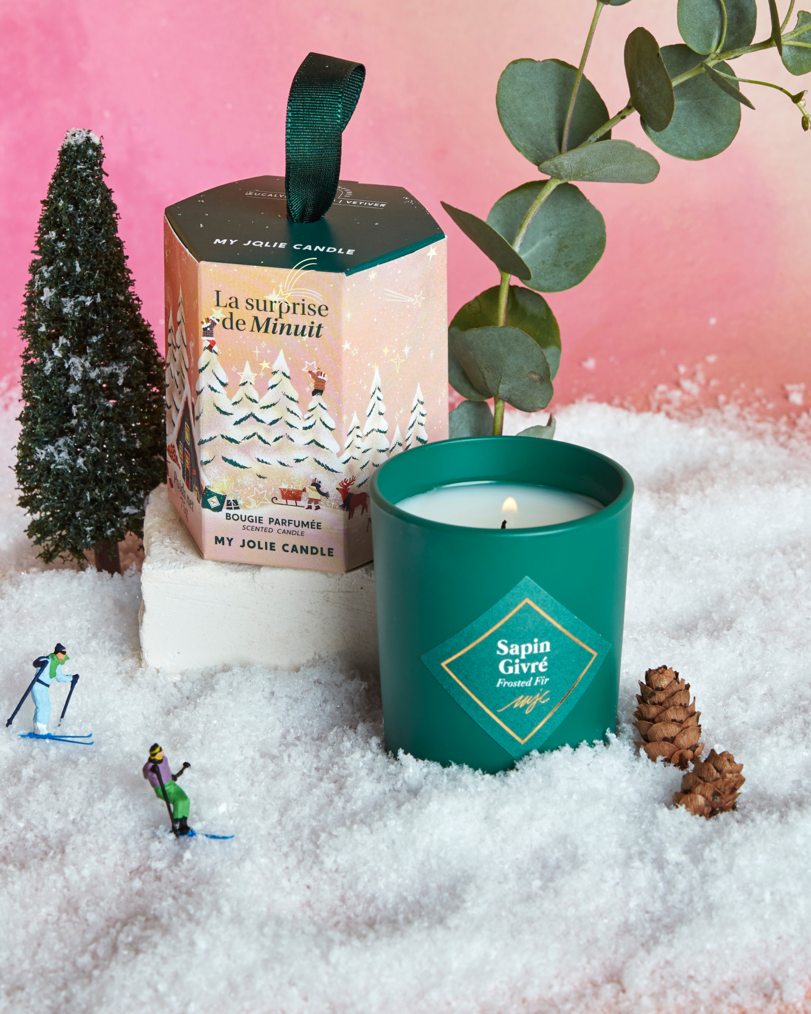 Petite bougie Sapin Givré