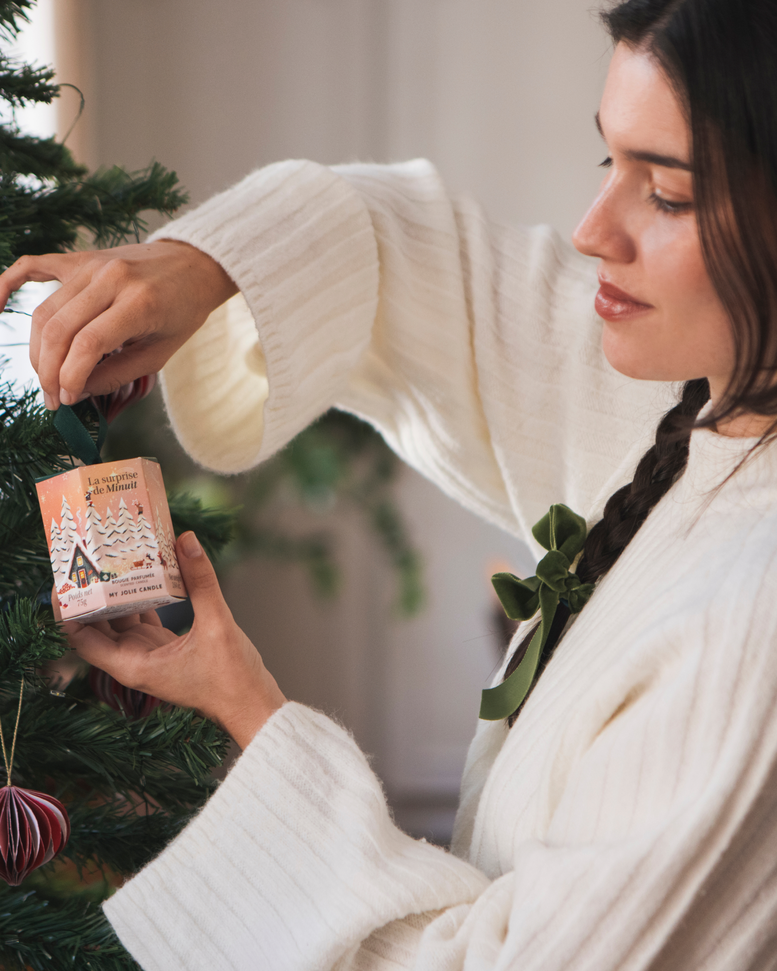 Petite bougie Sapin Givré