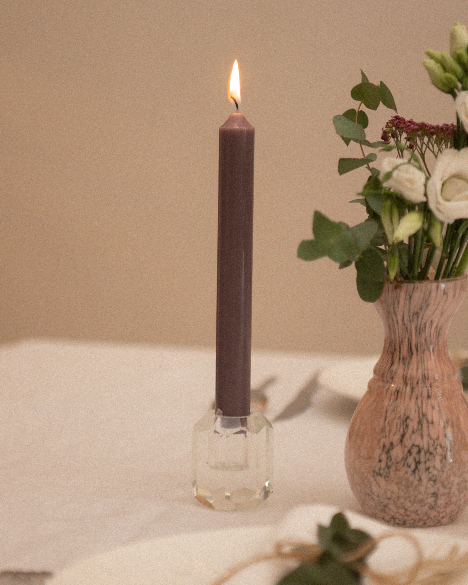 Bougeoir à facettes blanc