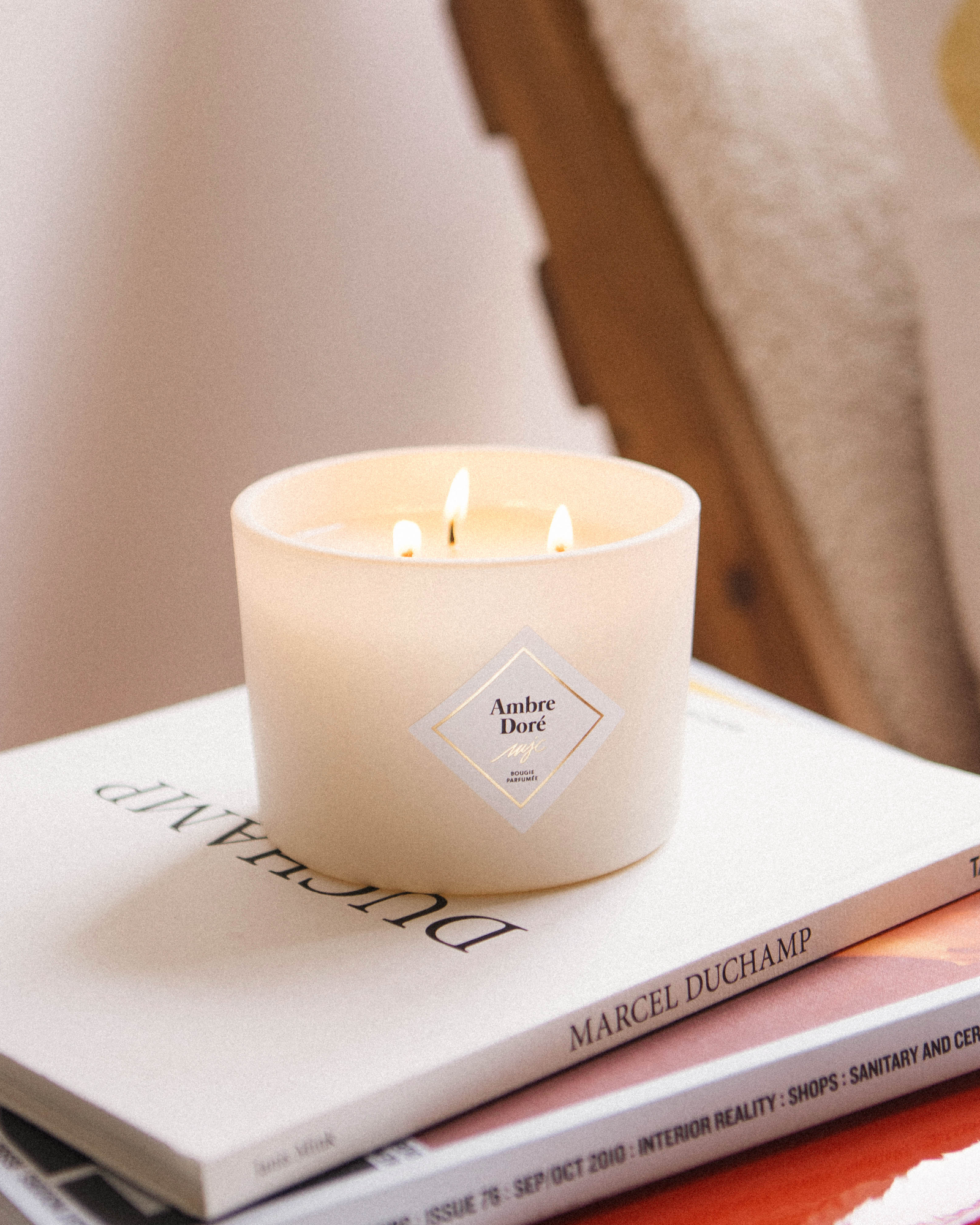 Grande bougie Ambre Doré