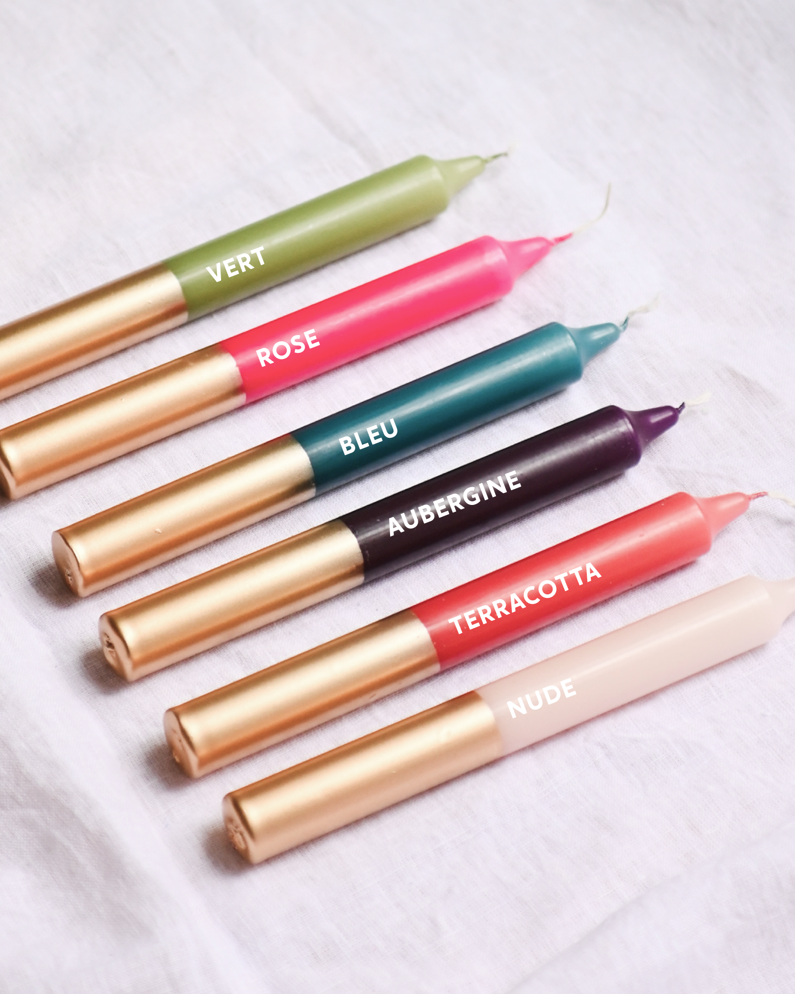 Bougies Bicolores - Rose Foncé & Or