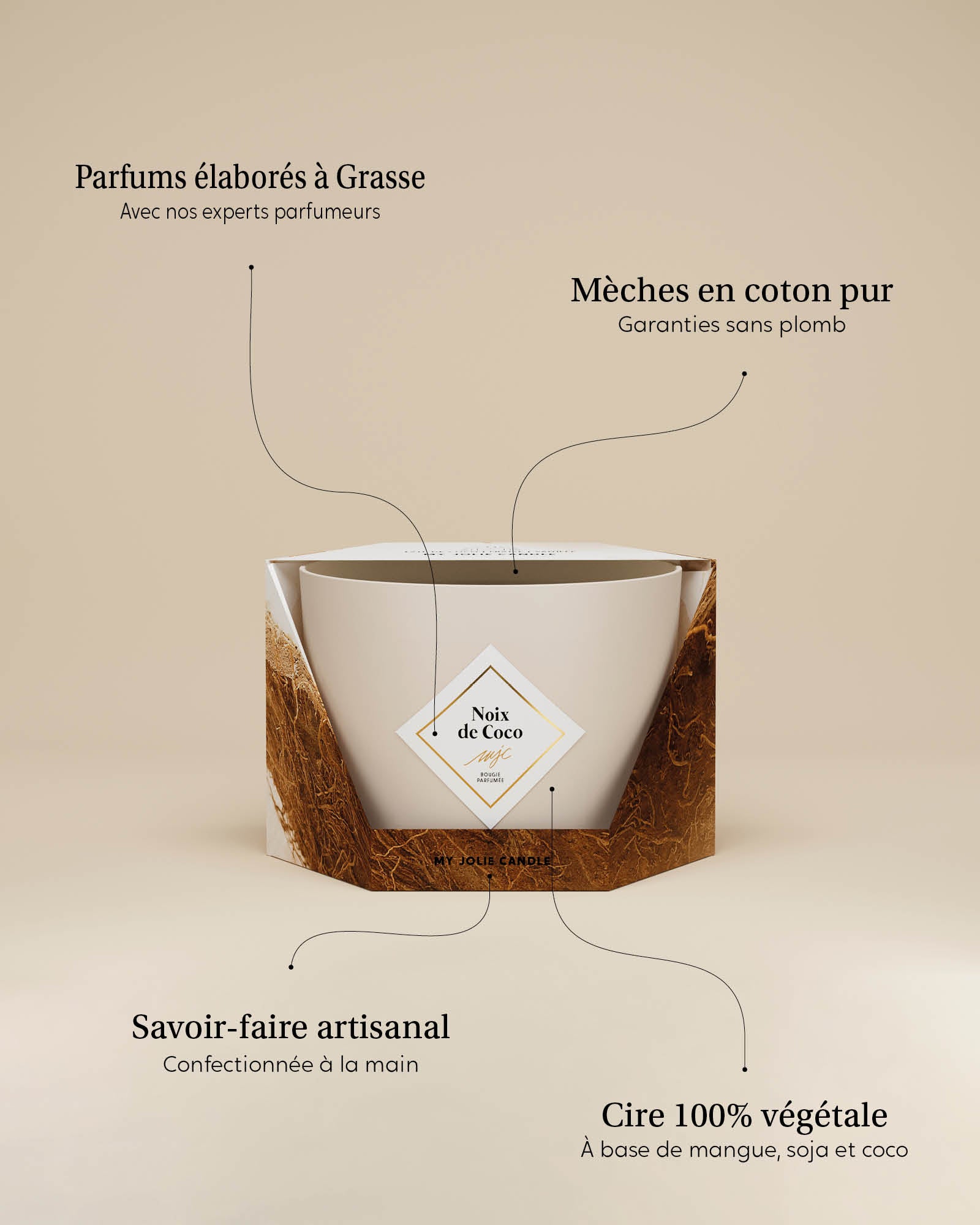 Grande bougie parfumée Noix de Coco