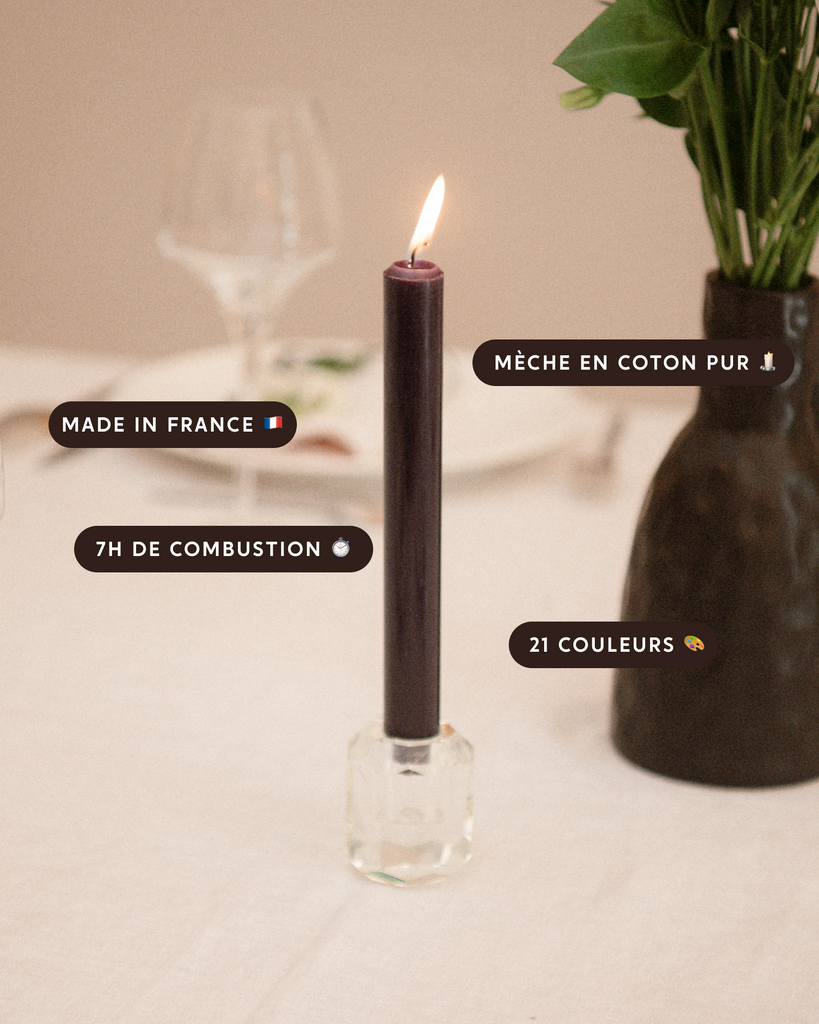 Bougies Chandelles X3 Avec Supports Étoile - Gris - Hauteur 17 Cm - Durée 4H - Paraffine