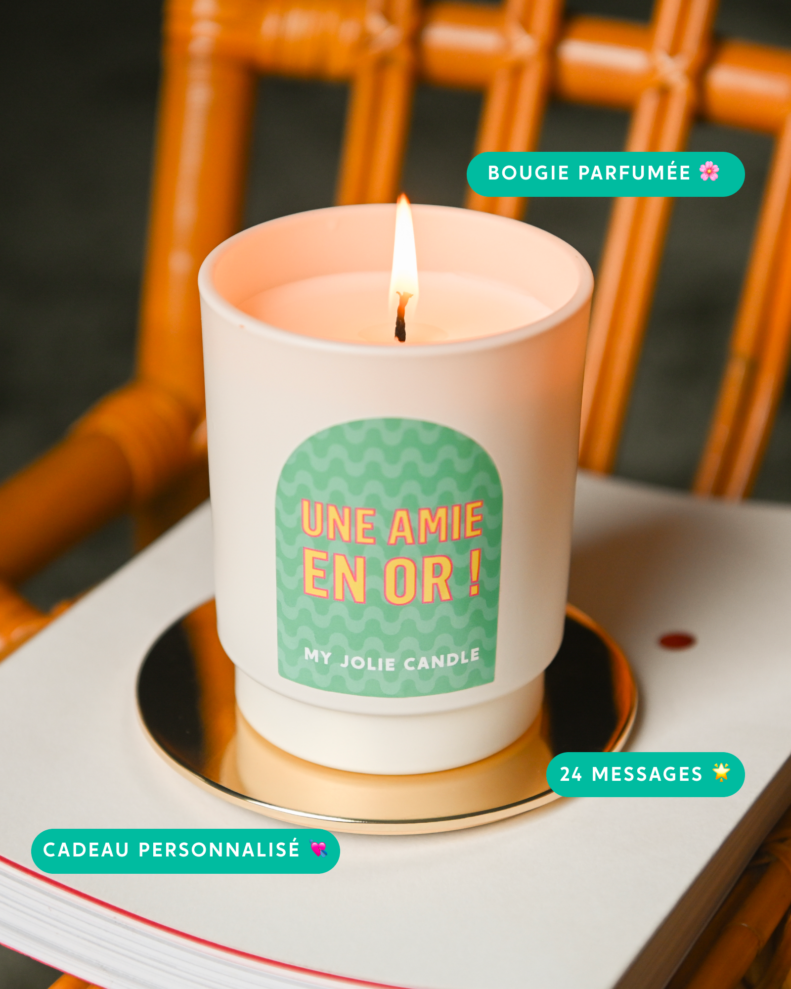 Bougie parfumée "Une amie en or" - Amazon