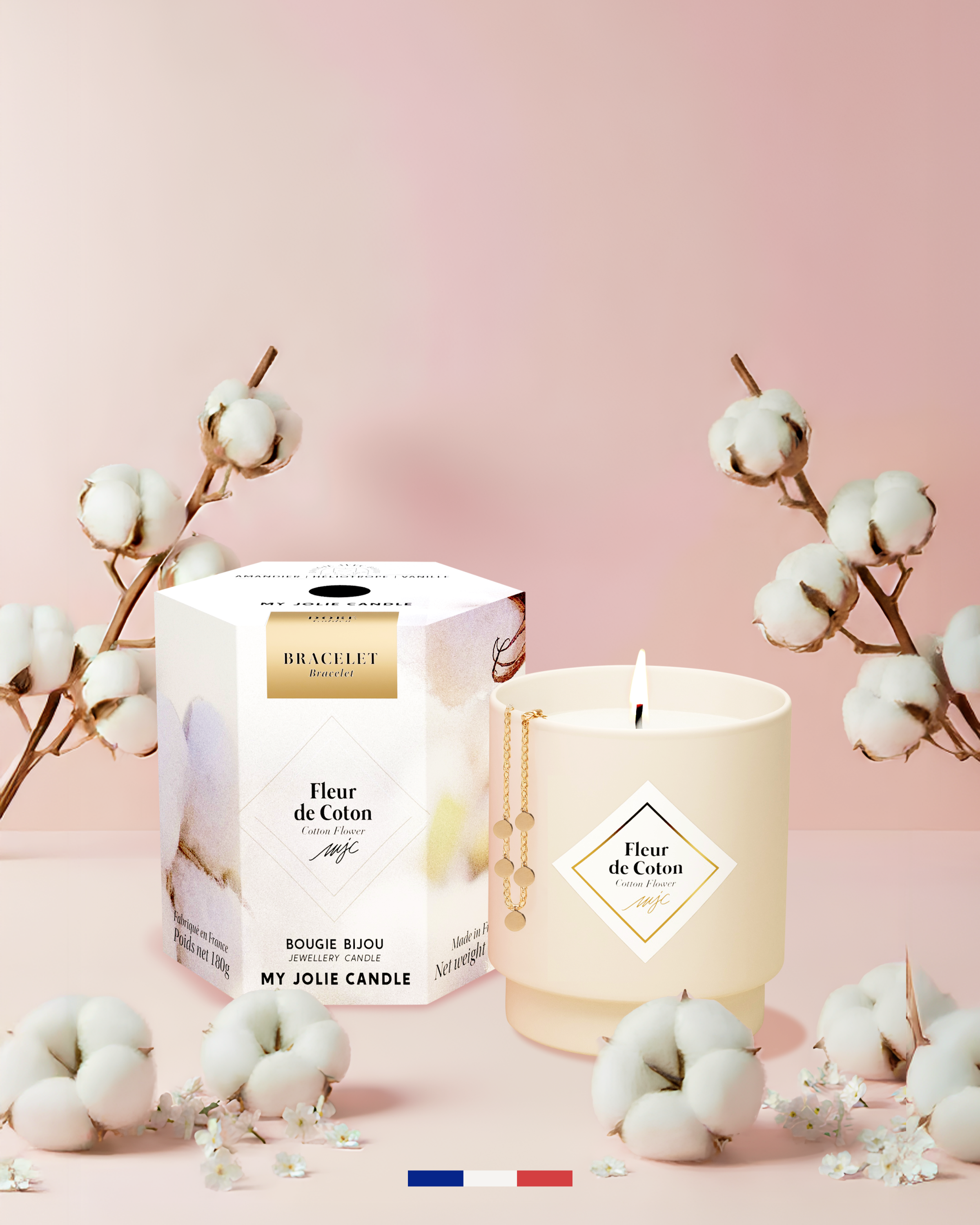 Bougie bijou surprise Fleur de Coton