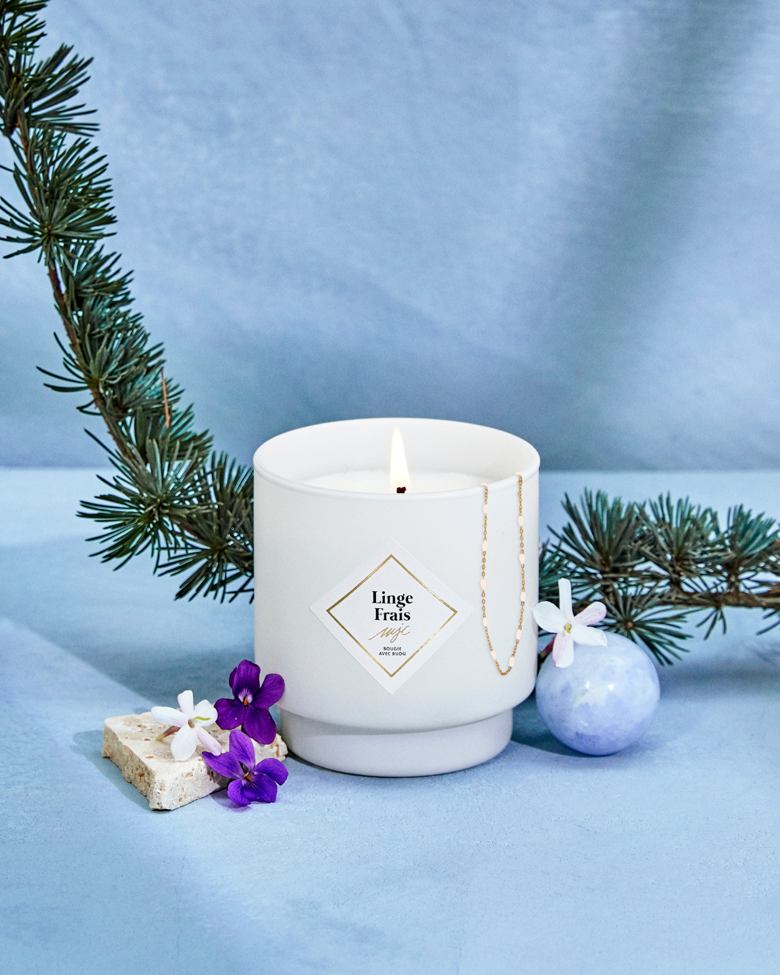 Bougie bijou collier perles