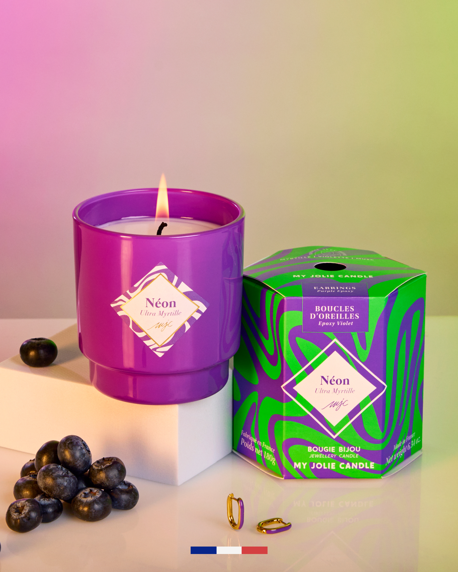 Bougie bijou boucle d'oreille Néon
