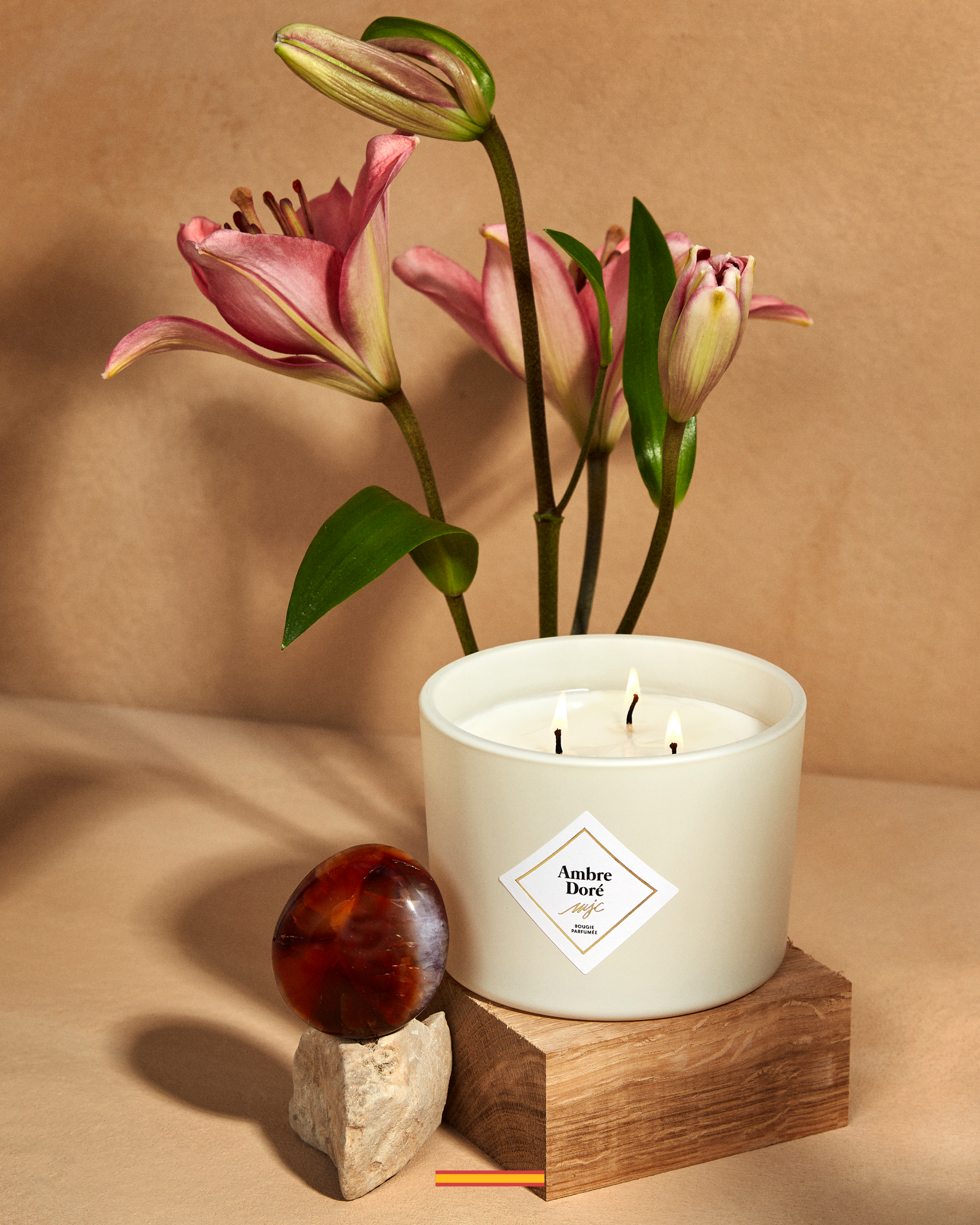 Grande bougie Ambre Doré
