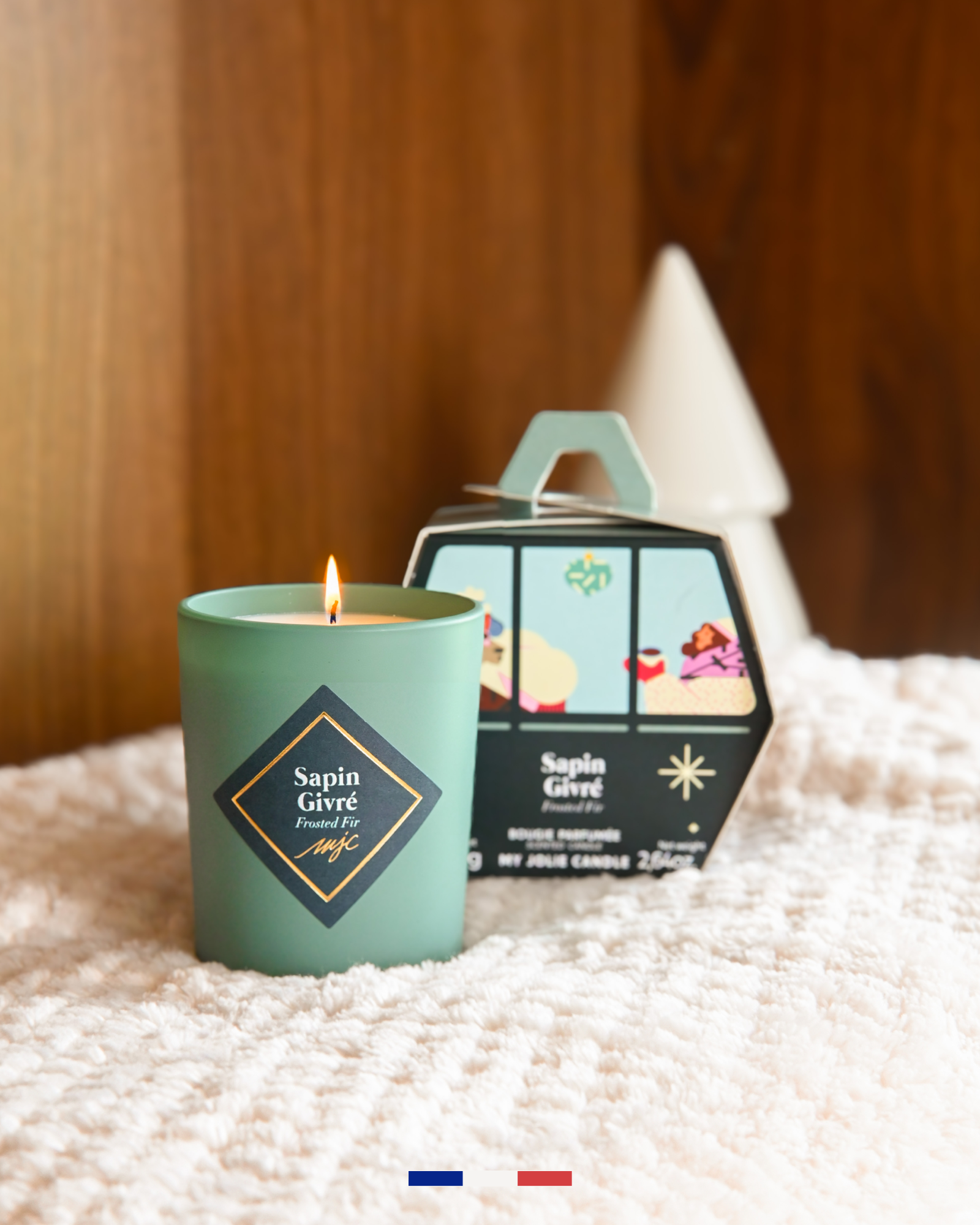 Petite bougie Sapin Givré