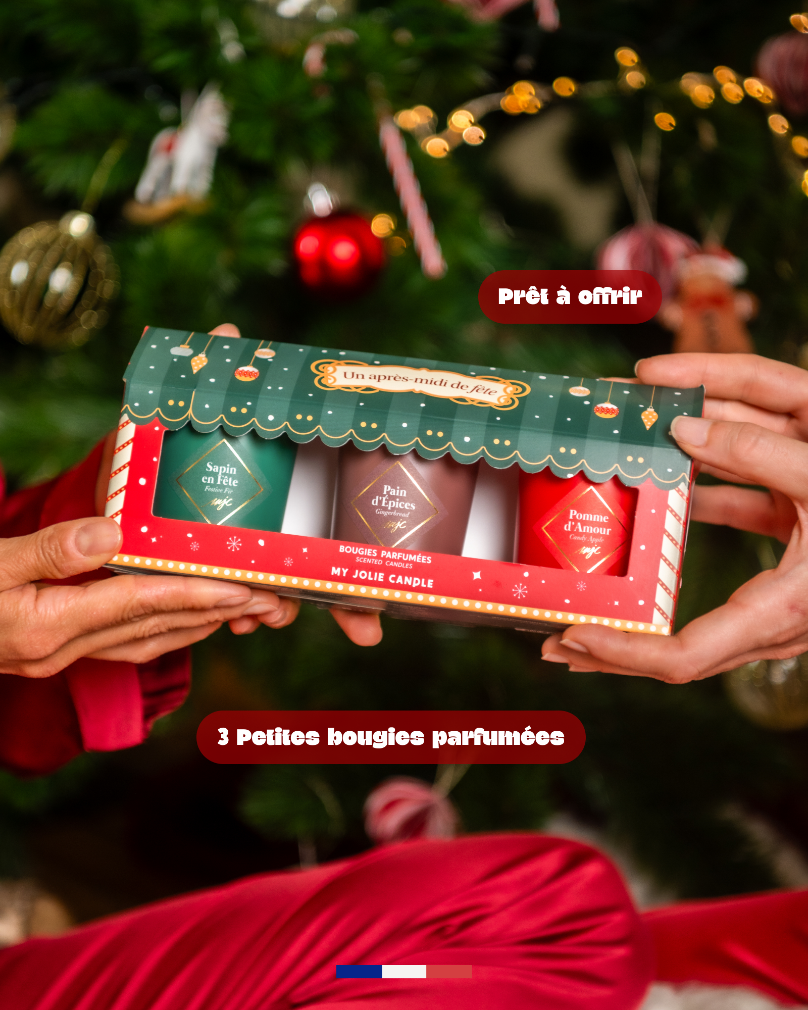 Coffret Bougies Parfumées Noël - Sapin & Flocons De Neige - Ambiance Cosy Fêtes - Cadeau Déco Maison