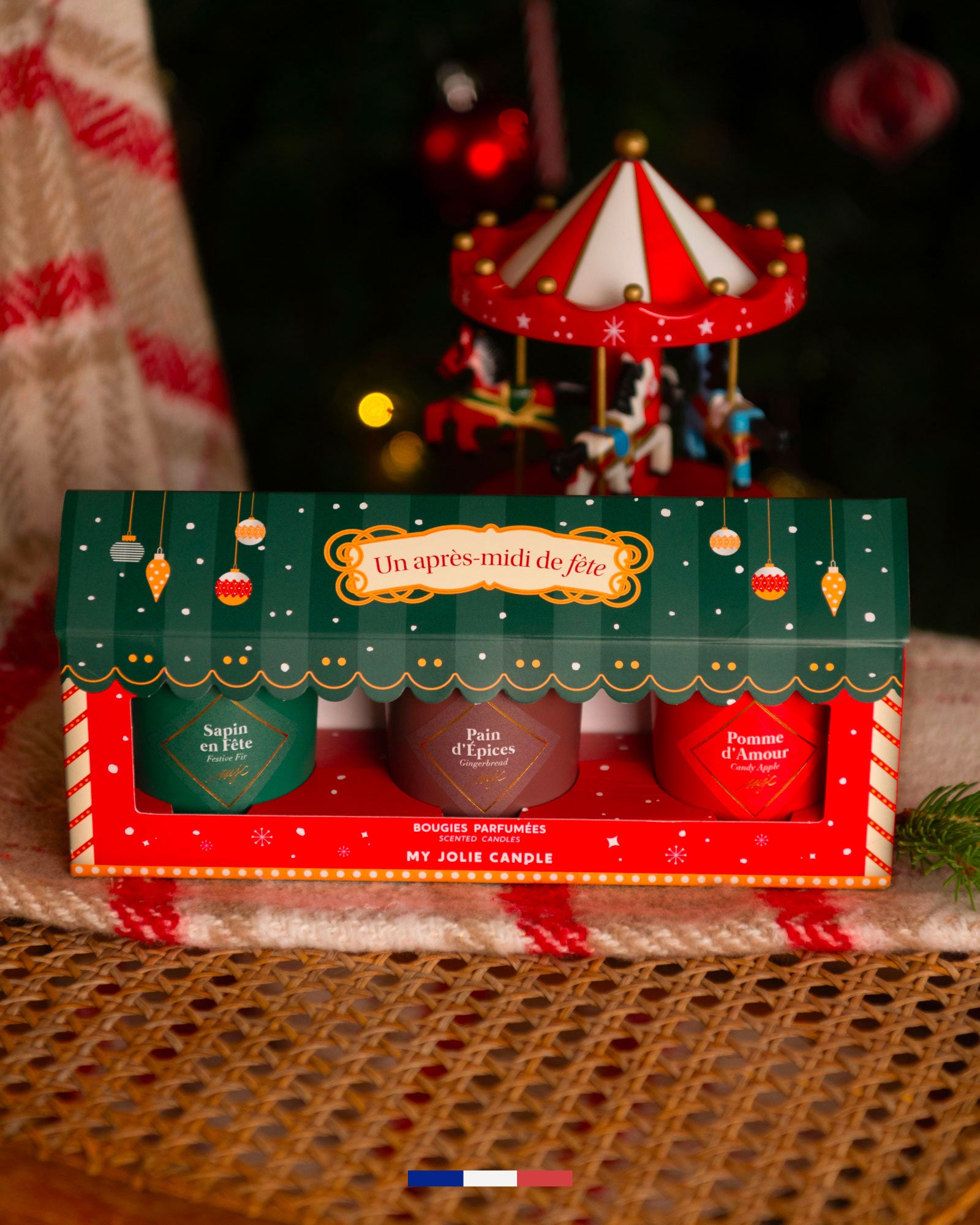 Coffret Bougies Parfumées Noël - Sapin & Flocons De Neige - Ambiance Cosy Fêtes - Cadeau Déco Maison - 3
