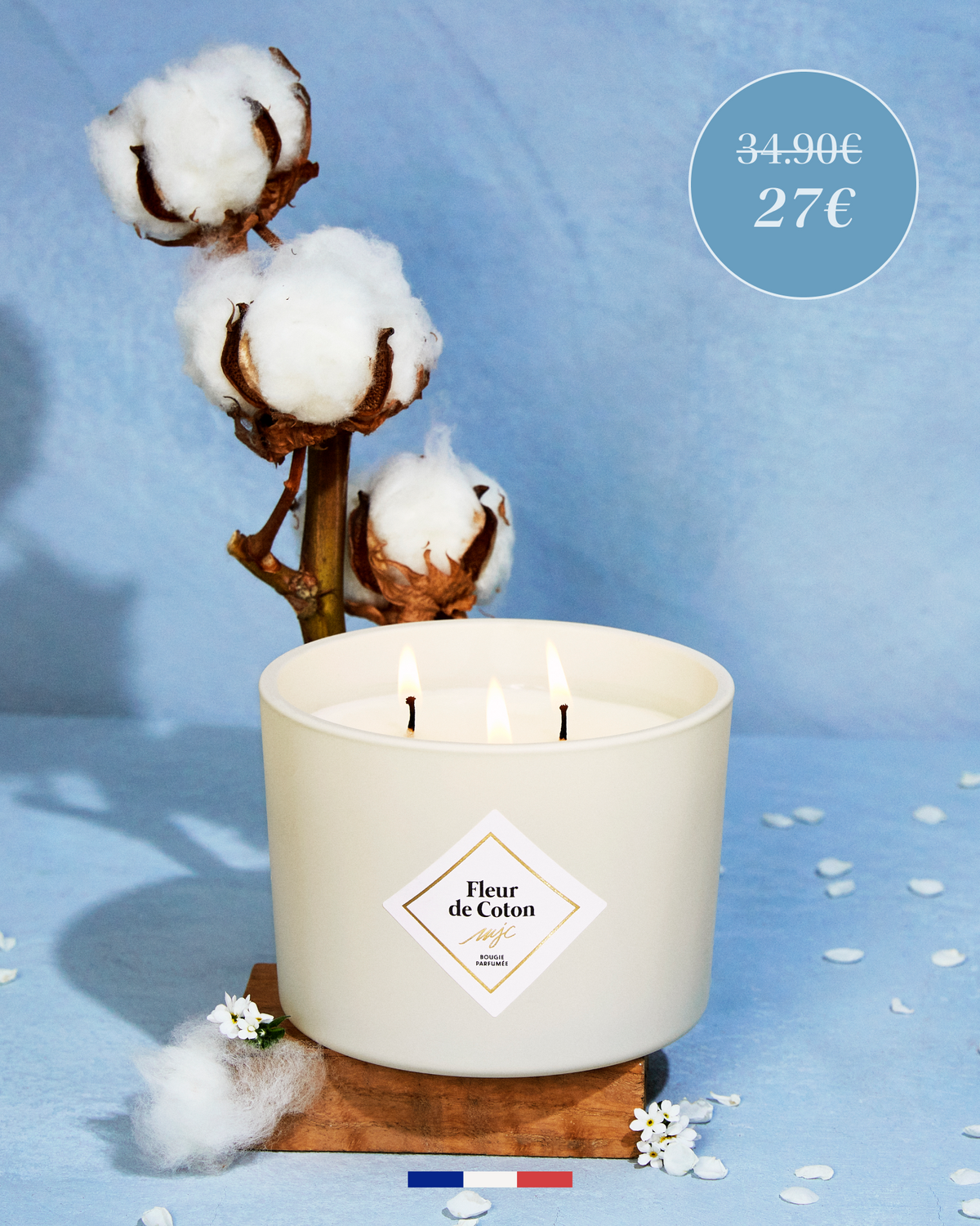 Grande bougie Fleur de Coton