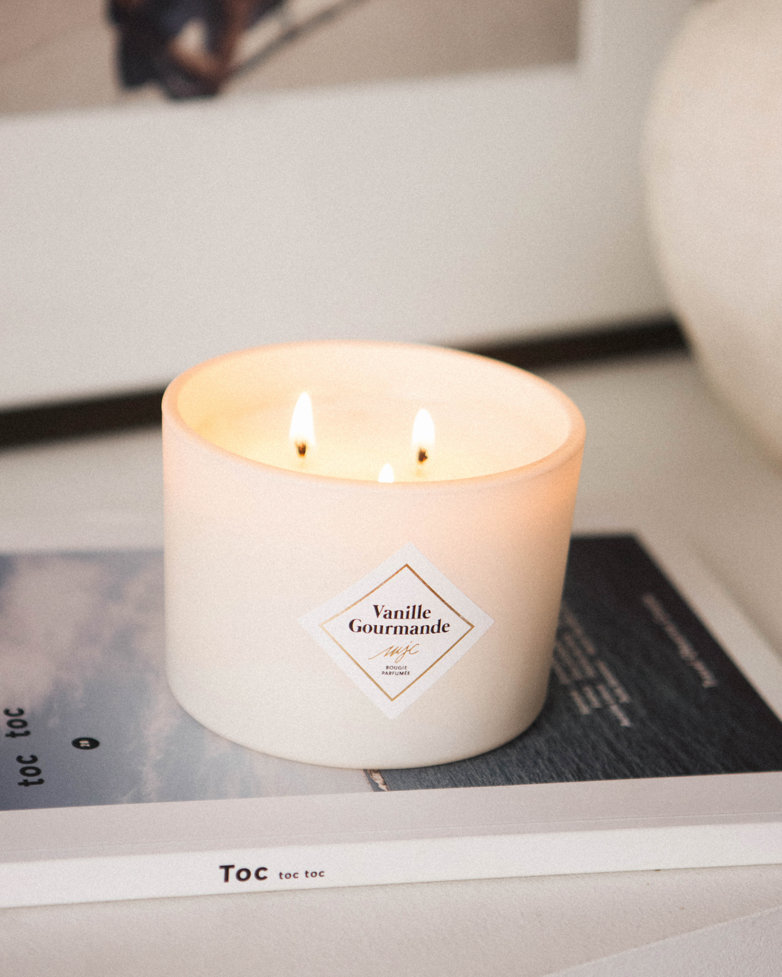 Bougie Parfumée à La Vanille En Cire De Soja Naturelle – Jusqu'à 20h De Combustion, Avec Pierre De Cristal | Faite Main, éco-responsable