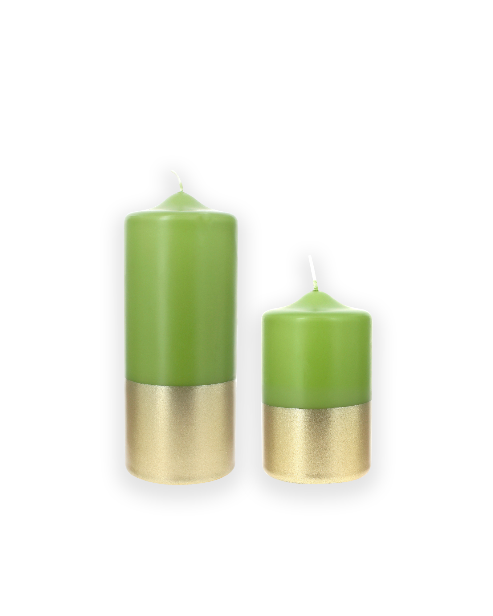 Bougies Piliers - Vert Olive & Or