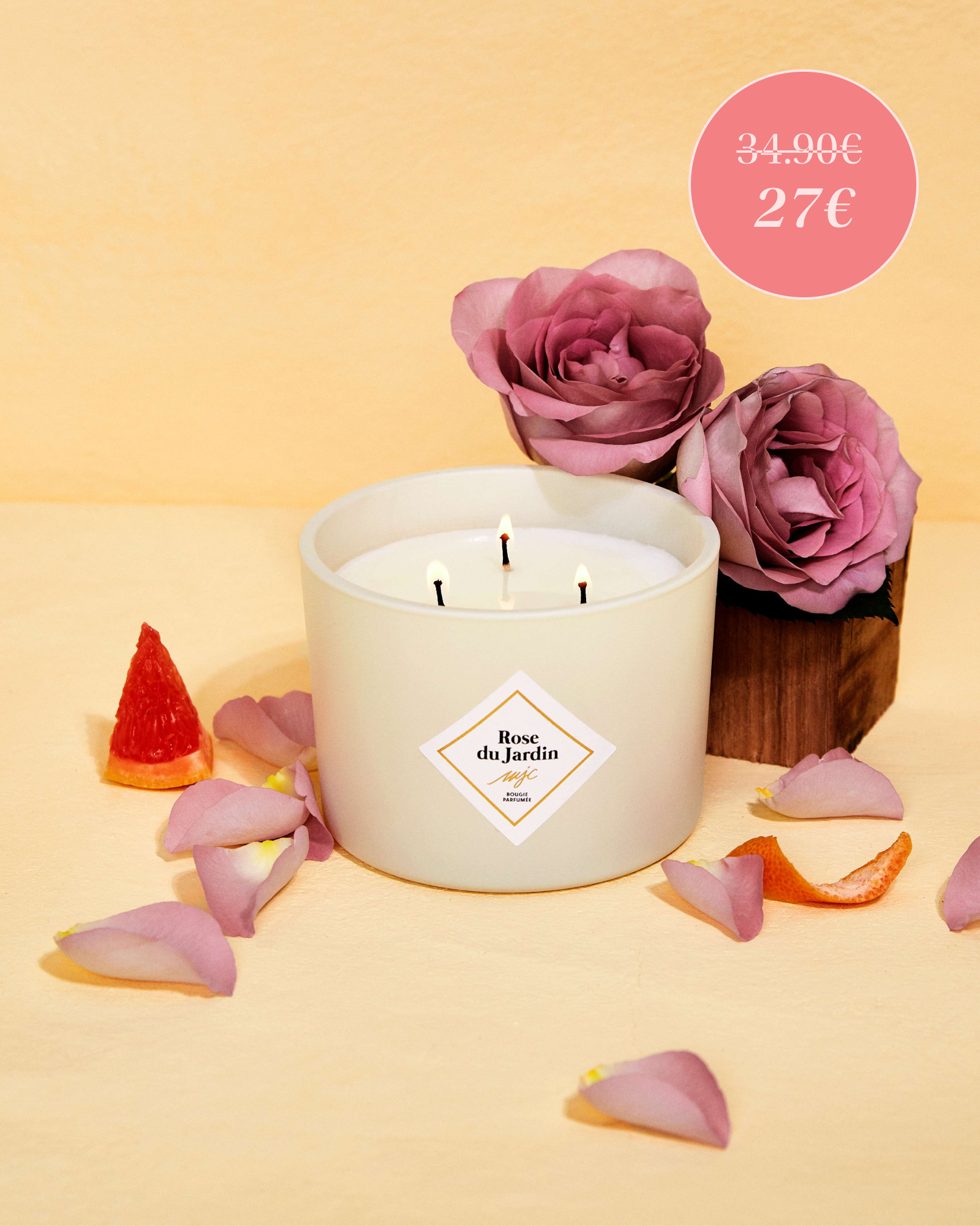 Grande Bougie Rose du Jardin