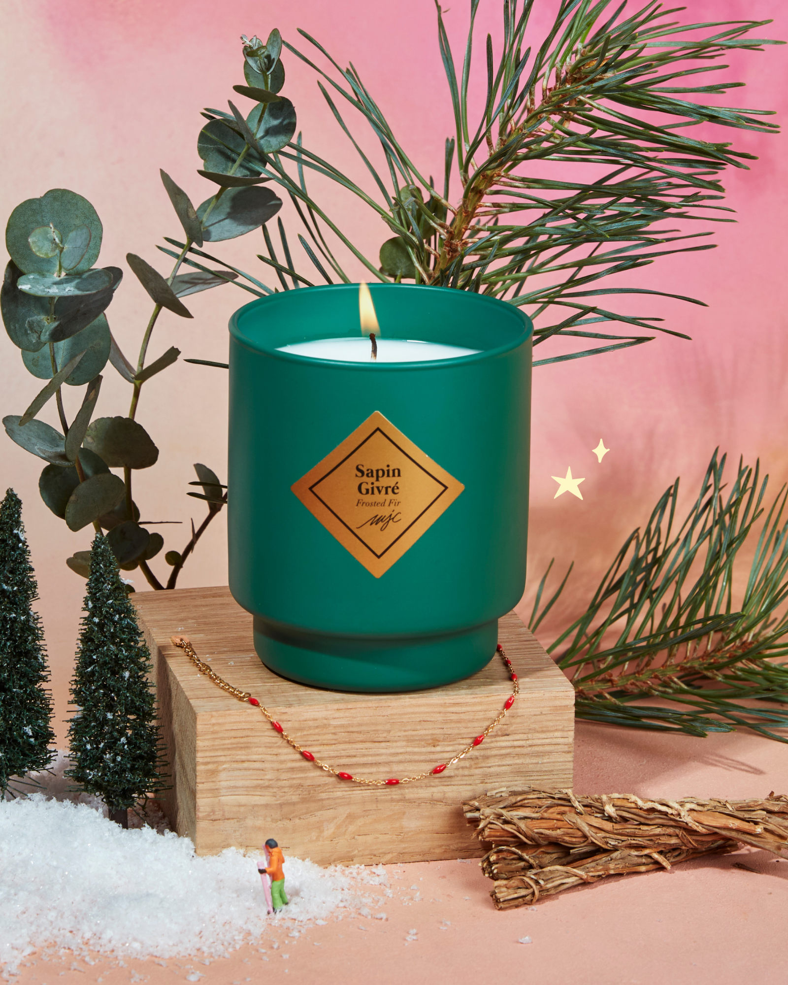 Bougie bijou bracelet Sapin Givré